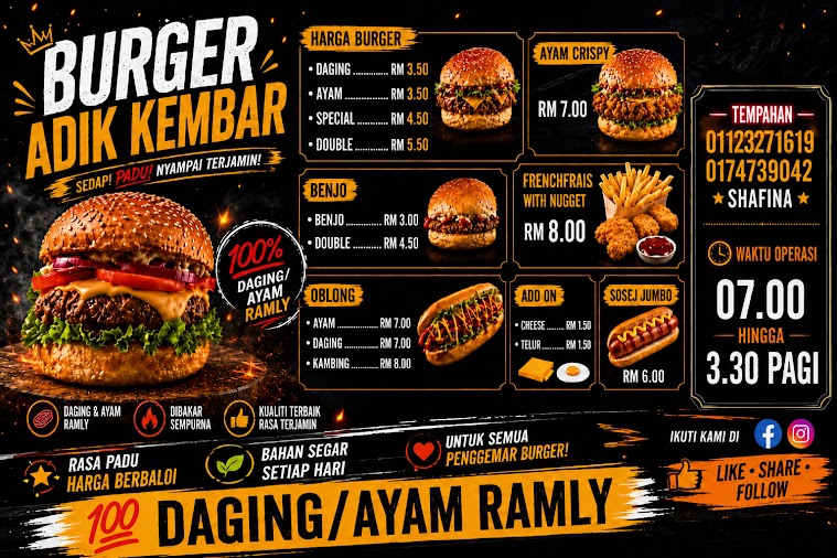 Gambar gerai Burger Adik Kembar di Port Dickson