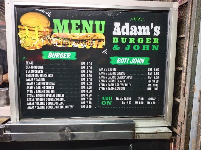Gambar gerai Adams Burger & John di Mantin