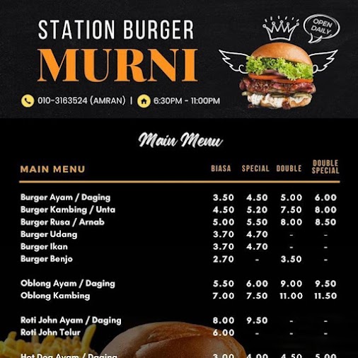 Gambar gerai Station Burger Murni di Kuala Pilah